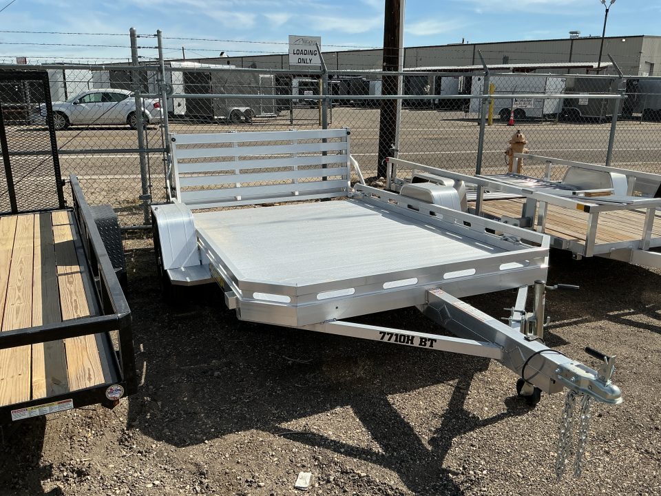 New 2027 Aluma 7710 Heavy Slotted Single Axel Bi-Fold Tailgate Utility Trailer