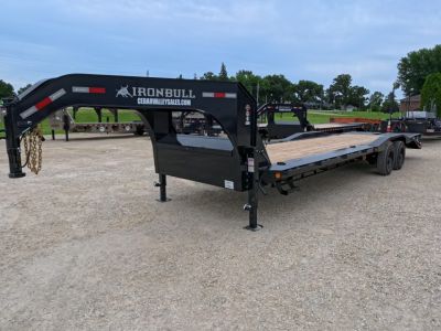 New 2027 Iron Bull 102  x 30' (26 +4) Equipment Trailer with 2)10K Spring Axles, Electric Brakes, 4' Self Cleaning Dove Tail and 4' Rampage Ramps
