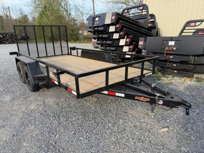 New 2026 Down 2 Earth 82X14 Tandem Axle Utility Trailer, Tube Top Rail, Spring Assist Gate