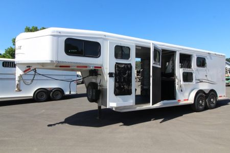 Used 2022 Trails West Classic 5x10 Super Tack - Lined and Insulated Roof in Tack - Cabinet/steps with storage - 3 Horse Trailer