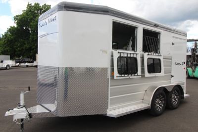 New 2027 Trails West Sierra II 2 Horse Trailer w/ Broom Closet for extra storage