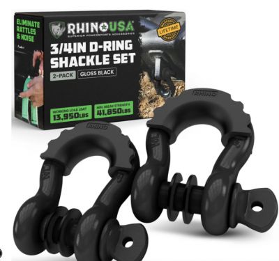 New Rhino USA -3/4  D-Ring Shackles-Black