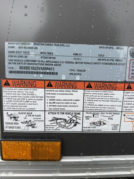 New 8.5X18 Tandem Spartan Cargo Cargo / Enclosed Trailer