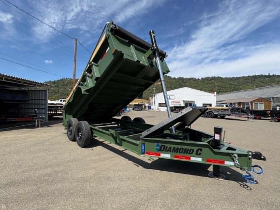 New SALE! DUMP TRAILER 2026 Diamond C LPT207 82X14 LOW PROFILE 15500 GVWR LITHIUM UPGRADE MILITARY GREEN