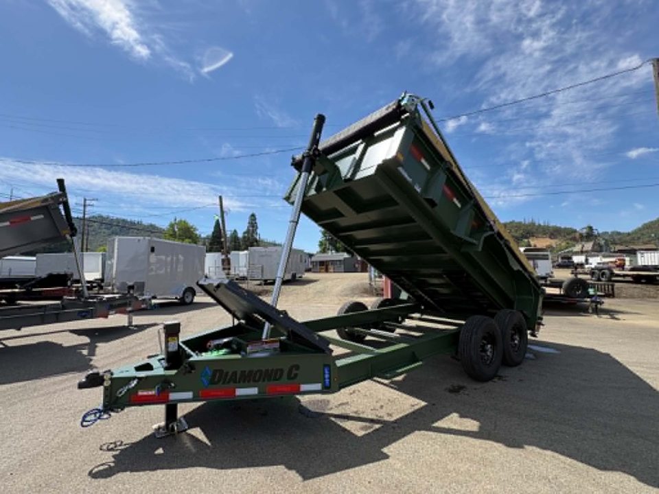 New SALE! DUMP TRAILER 2026 Diamond C LPT207 82X14 LOW PROFILE 15500 GVWR LITHIUM UPGRADE MILITARY GREEN