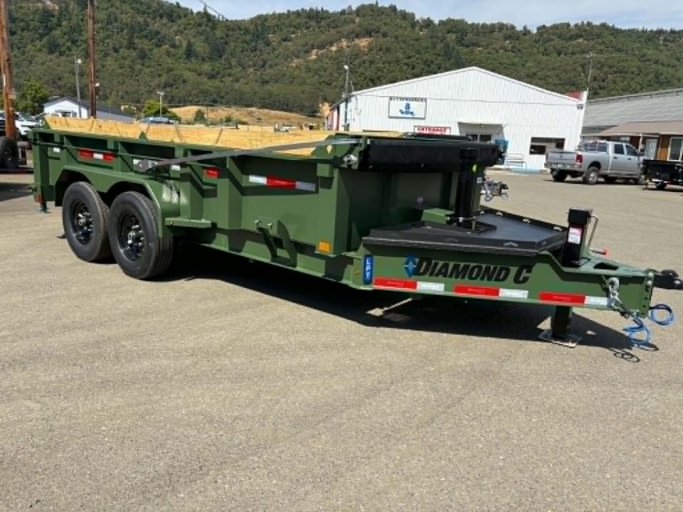 New SALE! DUMP TRAILER 2026 Diamond C LPT207 82X14 LOW PROFILE 15500 GVWR LITHIUM UPGRADE MILITARY GREEN