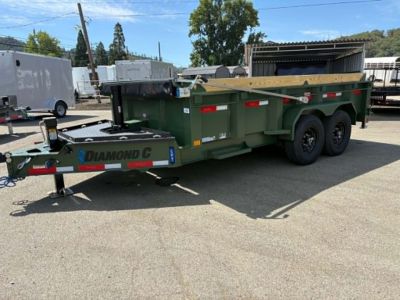 New SALE! DUMP TRAILER 2026 Diamond C LPT207 82X14 LOW PROFILE 15500 GVWR LITHIUM UPGRADE MILITARY GREEN