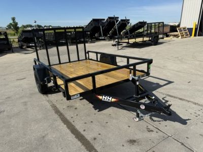 New 2026 H&H Black 76 x10' 3k Rail Side Utility Trailer