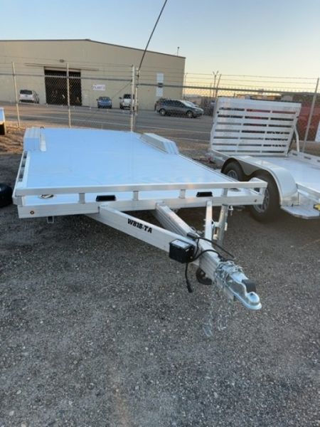 New 2027 Aluma 18' Wide Body Tandem Axle Electric Brakes Drive-On Fender Ramp Front Rail Rub Rail Std 5K RTD 14  Aluminum Wheels Car Hauler