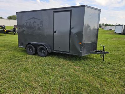 Used 2024 Rock Solid 7X14 TANDEM 7K CARGO W/BLACKOUT TRIM 7' HEIGHT & RAMP DOOR