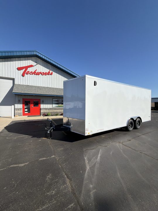 New 2026 Pace American 8.5 X 20 Outback DLX Flat Top V-Nose Car Hauler 10K (White)