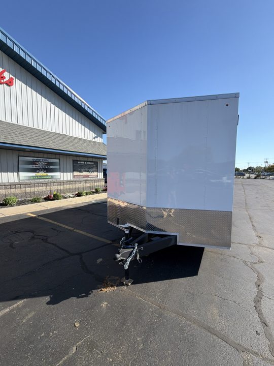 New 2026 Pace American 8.5 X 20 Outback DLX Flat Top V-Nose Car Hauler 10K (White)