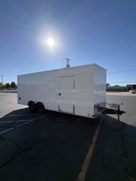 New 2026 Pace American 8.5 X 20 Outback DLX Flat Top V-Nose Car Hauler 10K (White)