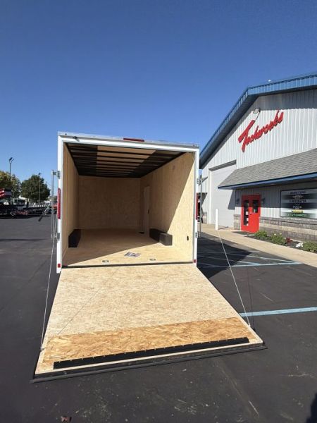 New 2026 Pace American 8.5 X 20 Outback DLX Flat Top V-Nose Car Hauler 10K (White)