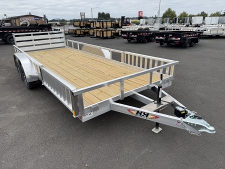 New 2026 H&H 7X18 Aluminum Tube Top ATV Utility Trailer w/ Side Ramps 7K GVWR