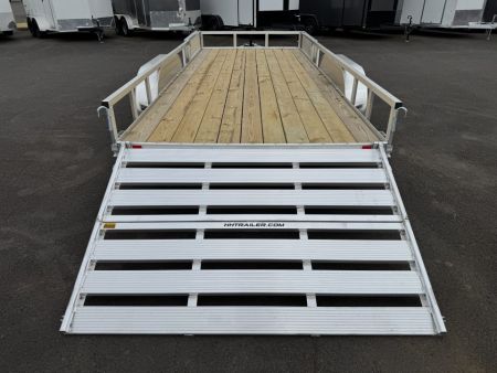 New 2026 H&H 7X18 Aluminum Tube Top ATV Utility Trailer w/ Side Ramps 7K GVWR