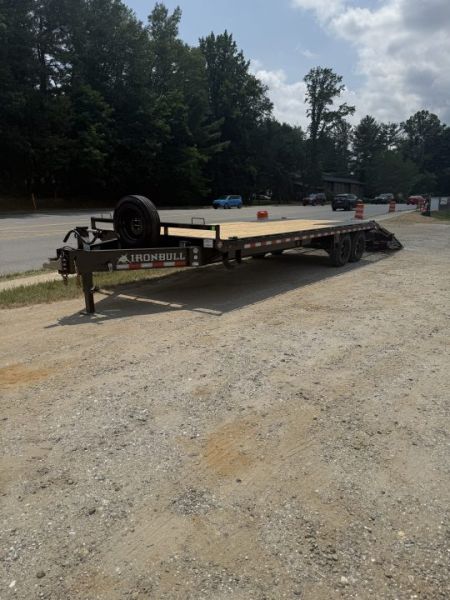 New 2027 Iron Bull Deck Over Trailer / 102" Wide x 25' Long (20' Flat, 5' Dovetail) / 2-8,000# Electric Brake Axles / Rampage Ramps / 215/75r17.5" Tires and Wheels / Matching Spare Tire and Wheel