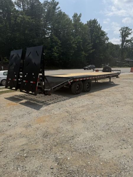 New 2027 Iron Bull Deck Over Trailer / 102" Wide x 25' Long (20' Flat, 5' Dovetail) / 2-8,000# Electric Brake Axles / Rampage Ramps / 215/75r17.5" Tires and Wheels / Matching Spare Tire and Wheel
