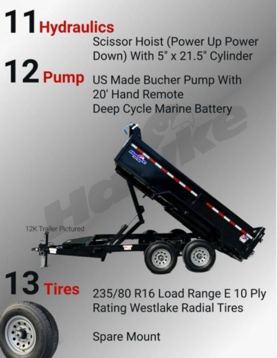 New 2026 Hawke Trailers 7X14 14K Low Pro Dump Trailer