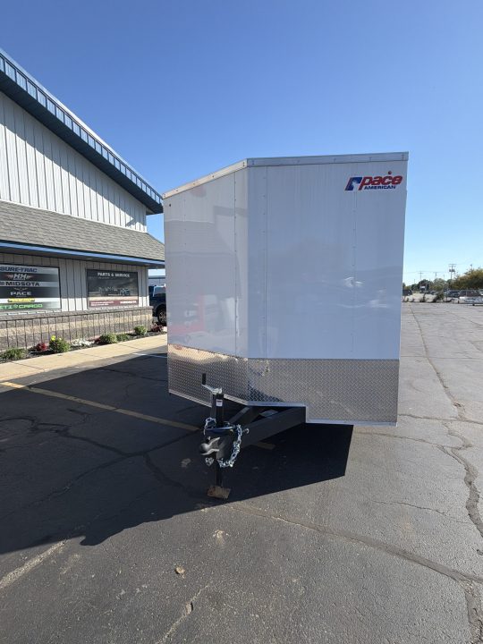 New 2026 Pace American 8.5 X 20 Outback DLX Flat Top V-Nose Car Hauler 10K (White)