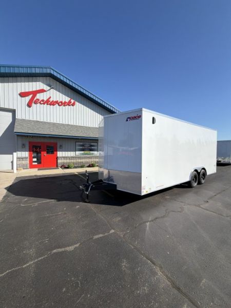 New 2026 Pace American 8.5 X 20 Outback DLX Flat Top V-Nose Car Hauler 10K (White)