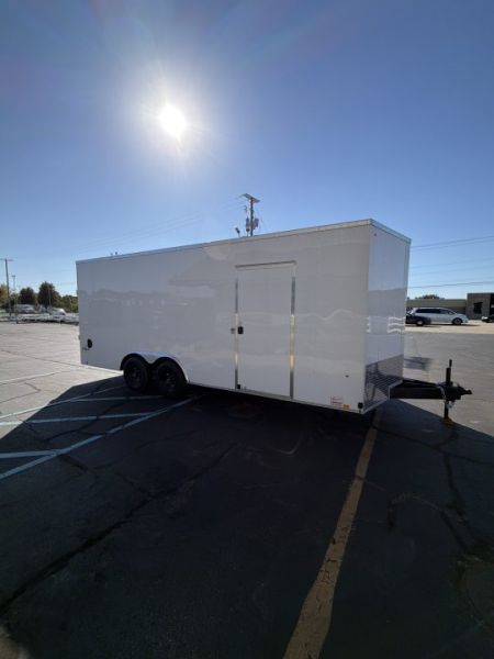 New 2026 Pace American 8.5 X 20 Outback DLX Flat Top V-Nose Car Hauler 10K (White)
