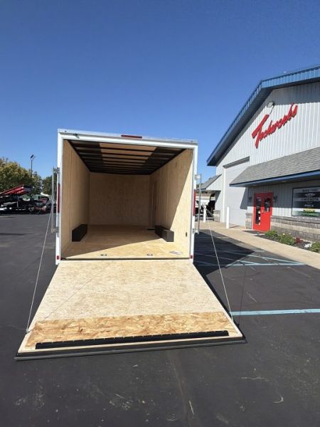 New 2026 Pace American 8.5 X 20 Outback DLX Flat Top V-Nose Car Hauler 10K (White)