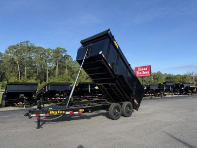 New 14TD-14C4A-BK BIG TEX 7' X 14' TELESCOPIC DUMP TRAILER W/ 4' TALL SIDES, TARP & COMBO REAR GATE W/ 6' SLIDE IN RAMPS