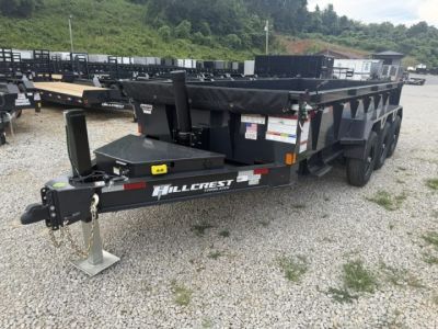 New Hillcrest Dump 7x16 21,000 GVWR 2' BP W/ Hyd Jack &HD Tube Ramps