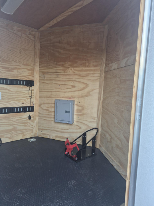 Consignment 2025 Hook and Line 7x14 White Enclosed Cargo Trailer – A/C | 30 Amp | E-Track | Motorcycle Chock Cargo / Enclosed Trailer