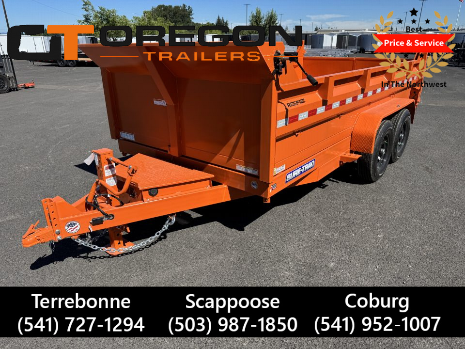 New 2026 Sure-Trac 7x14 Low Pro Scissor Dump 14K GVWR *ORANGE