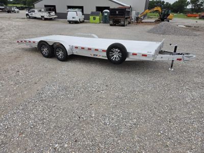 New 2026 H&H 82X22 TANDEM 10K ALUMINUM CAR HAULER W/2' DOVE SLIDEOUT RAMPS & EXTRUDED DECK