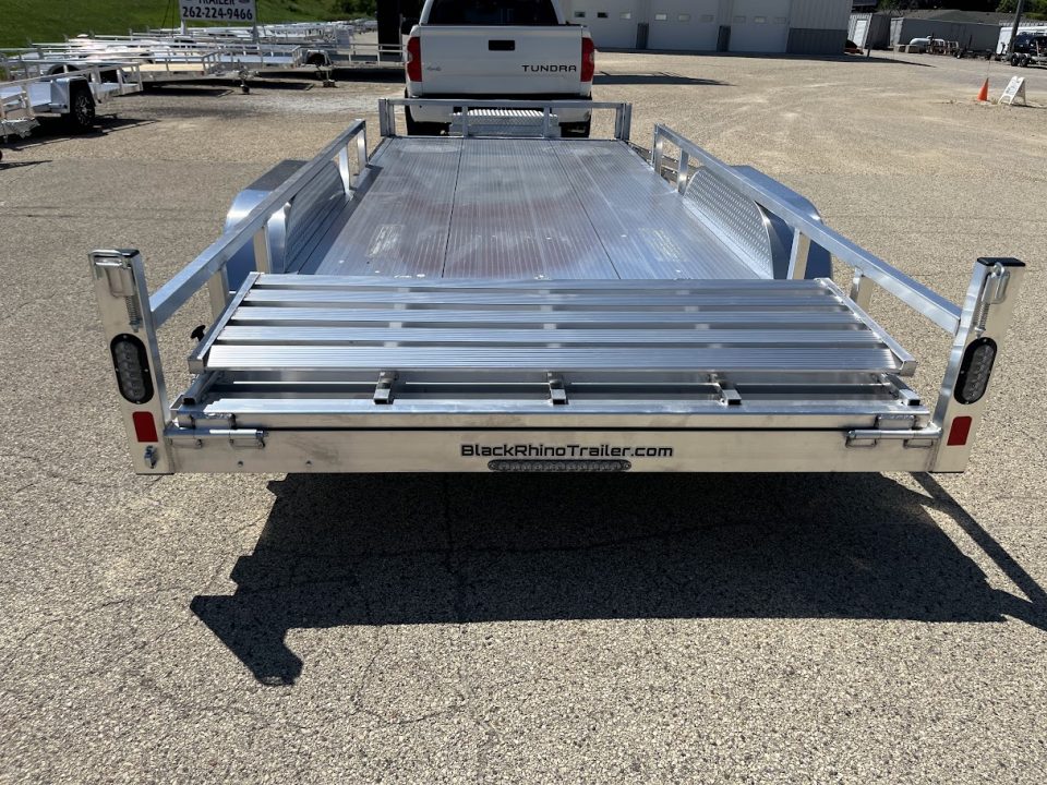 New 2027 Black Rhino Aluminum 81"x18' LST718A w/ Side Load Ramps, Toolbox & Bifold Gate (ATV / UTV / Side by Side) Utility Trailer