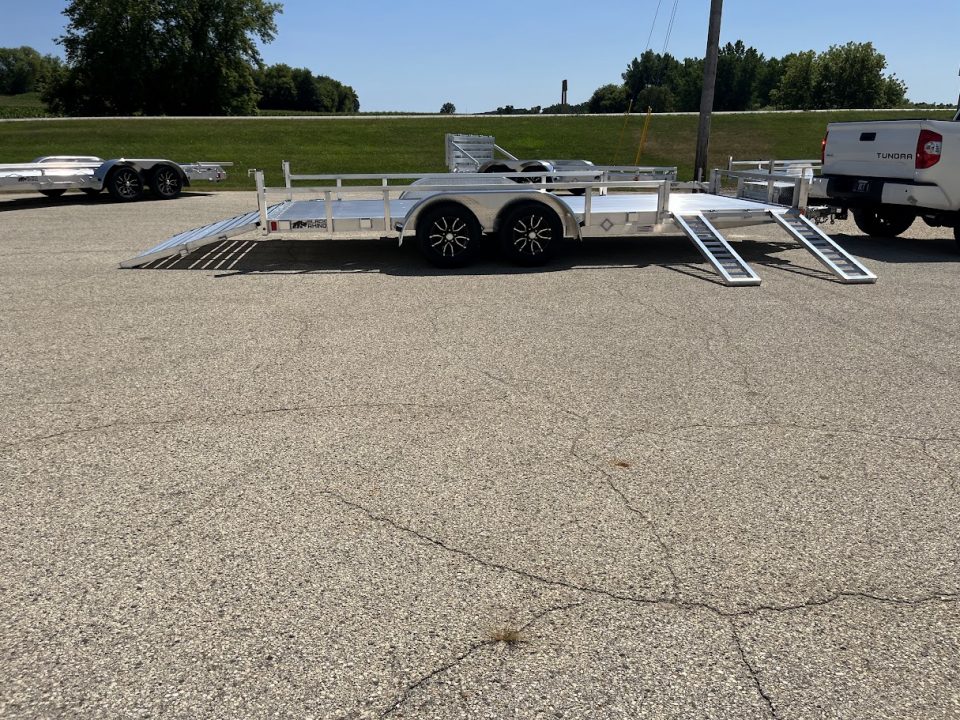 New 2027 Black Rhino Aluminum 81"x18' LST718A w/ Side Load Ramps, Toolbox & Bifold Gate (ATV / UTV / Side by Side) Utility Trailer