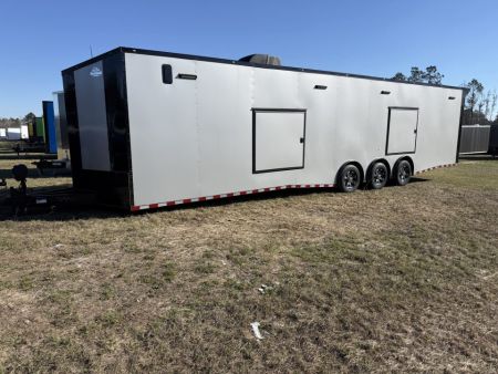 New 2027 Rock Solid Cargo 8.5x36 Triple Axle Enclosed Car Hauler – Silver Polycore Super Sport Edition