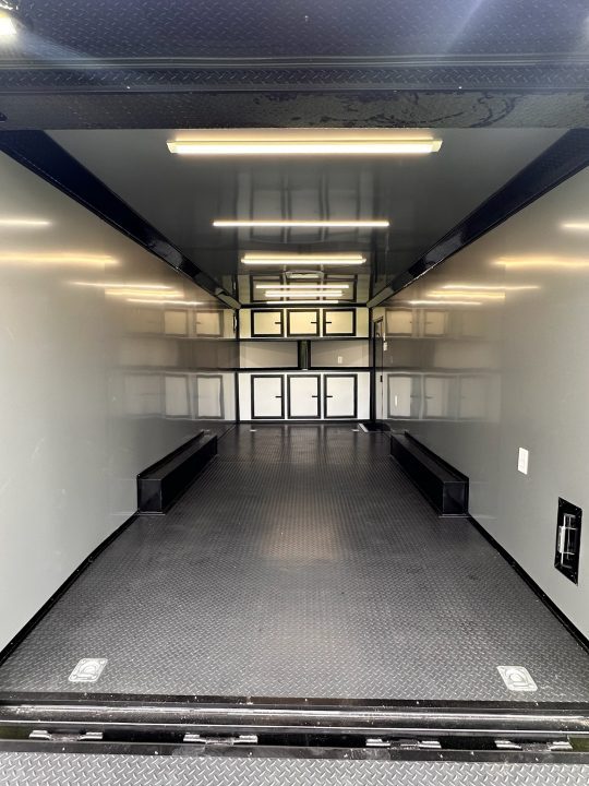 New 2026 8.5x24 Racing Trailer Finished Interior- 5200 Tandem Axle-Silver-Blackout Car / Racing Trailer