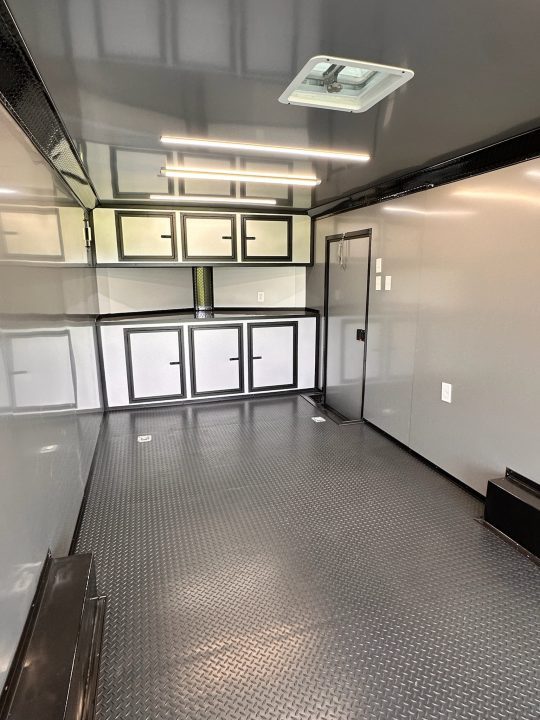 New 2026 8.5x24 Racing Trailer Finished Interior- 5200 Tandem Axle-Silver-Blackout Car / Racing Trailer