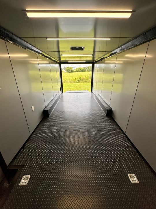 New 2026 8.5x24 Racing Trailer Finished Interior- 5200 Tandem Axle-Silver-Blackout Car / Racing Trailer
