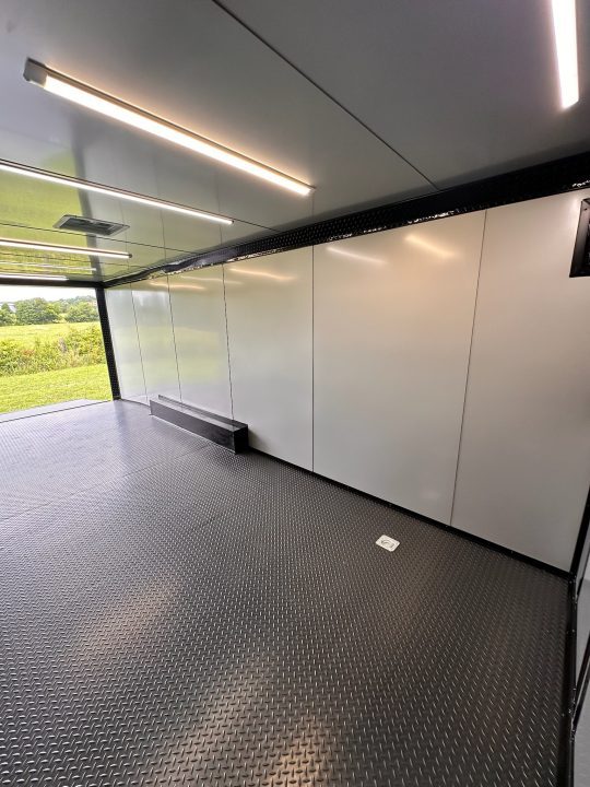 New 2026 8.5x24 Racing Trailer Finished Interior- 5200 Tandem Axle-Silver-Blackout Car / Racing Trailer