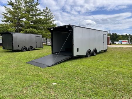 New 2026 8.5x24 Racing Trailer Finished Interior- 5200 Tandem Axle-Silver-Blackout Car / Racing Trailer
