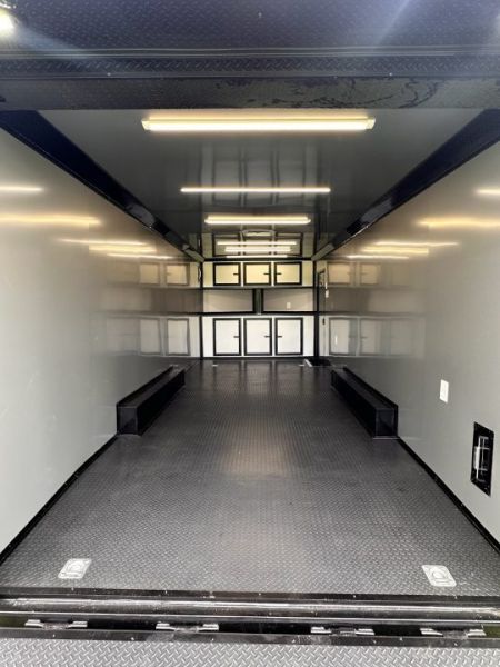 New 2026 8.5x24 Racing Trailer Finished Interior- 5200 Tandem Axle-Silver-Blackout Car / Racing Trailer