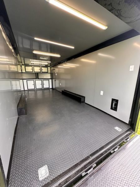 New 2026 8.5x24 Racing Trailer Finished Interior- 5200 Tandem Axle-Silver-Blackout Car / Racing Trailer