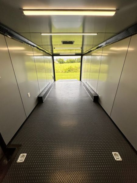 New 2026 8.5x24 Racing Trailer Finished Interior- 5200 Tandem Axle-Silver-Blackout Car / Racing Trailer