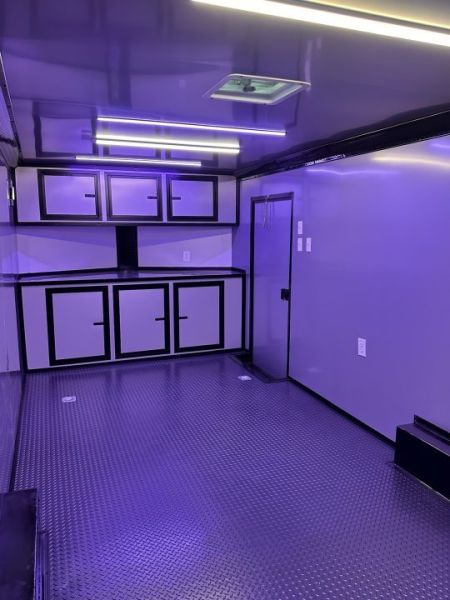 New 2026 8.5x24 Racing Trailer Finished Interior- 5200 Tandem Axle-Silver-Blackout Car / Racing Trailer