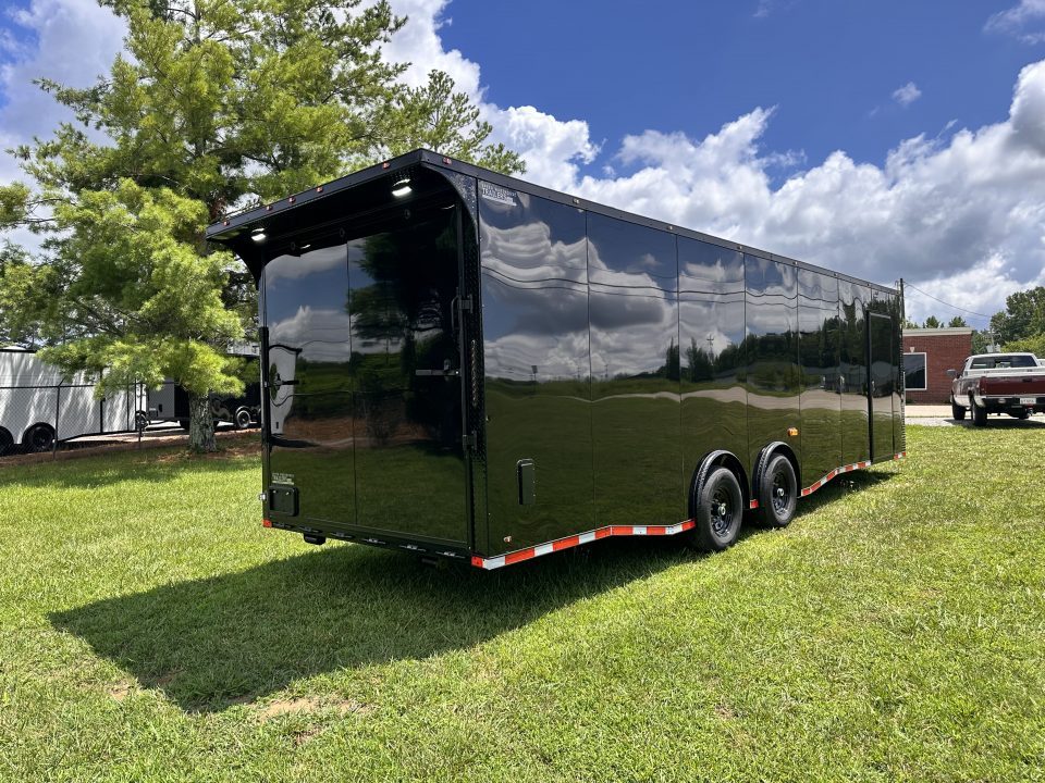 New 2026 8.5x28 Car Hauler 7000lb Spread Torsion - Full Escape Door-Removable Fender Car Hauler