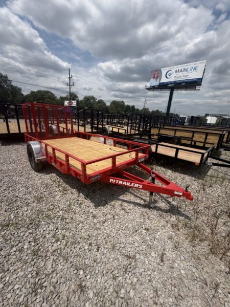 New 2027 PJ Trailers U7121 Utility Trailer 72X12 SA STRAIGHT DECK (GVW:2990) RED