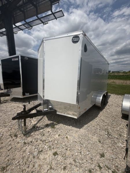 New 2026 WELLS CARGO FT714T2-D Cargo / Enclosed Trailer 7X14 TA RAMP DOOR (GVW:7000) WHITE