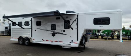 New 2027 Trails West Sierra Living Quarters 3 Horse Power Awning - Pass though Door 10 x 10 Side Tack Horse Trailer