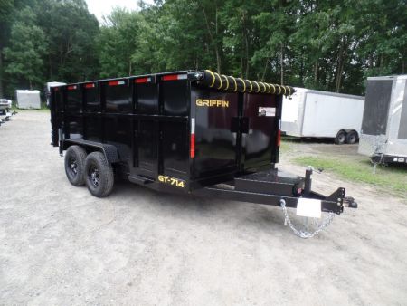 New GRIFFIN BRAND , 14 FT, Dump Trailer 7X14X4'High Sides 14,000 lb. GVWR, Griffin Brand. Triple Frame, Ramps