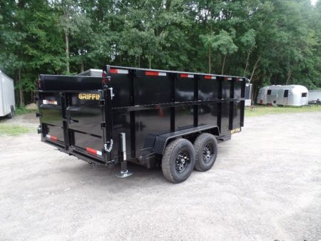 New GRIFFIN BRAND , 14 FT, Dump Trailer 7X14X4'High Sides 14,000 lb. GVWR, Griffin Brand. Triple Frame, Ramps